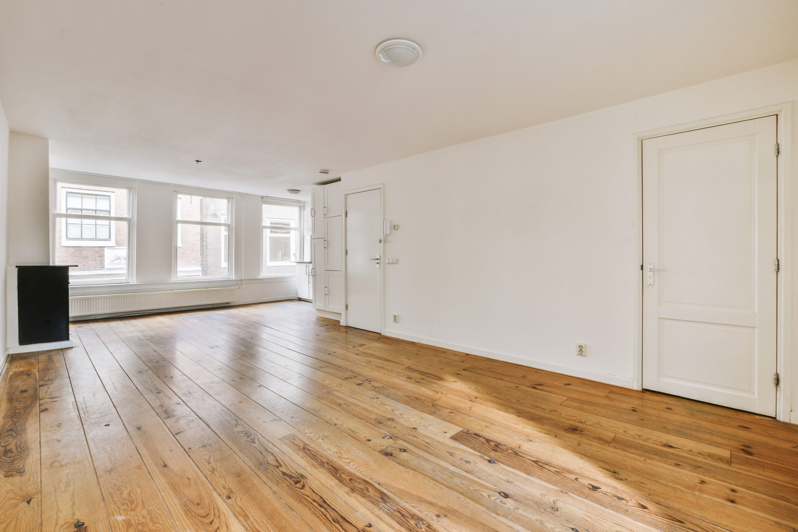 Light room with fireplace